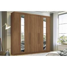 Imagem de Guarda Roupa Casal 8 Portas (2 c/ Espelho) e 4 Gavetas Master New 8.4 Jatobá - Santos Andirá