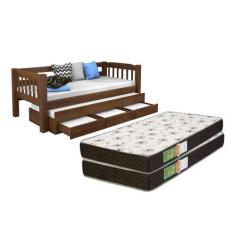 Imagem de Bicama Madeira Maciça C/ 3 Gaveta E 2 Colchões D20 88X188x12 - Digo.Ca