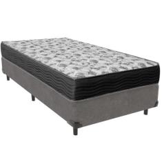 Imagem de Cama Box Cinza e Colchão ISO100 Espuma D33 Solteiro Ortobom