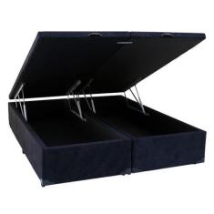 Imagem de Cama Box Baú King Size Br Sonnoforte Luxo Suede Preto Com Pistão - 178
