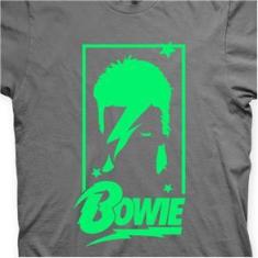 Imagem de Camiseta David Bowie Chumbo e Verde em Silk 100% Algodão