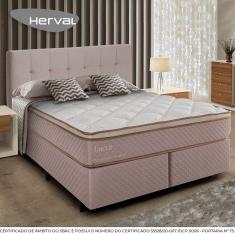 Imagem de Cama Box com Cabeceira Herval Queen Lucca, 66x158x198 cm, Molas Ensacadas