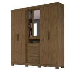 Imagem de Guarda Roupa 5 Portas com Espelho Eldorado Castanho Wood 907331 Moval