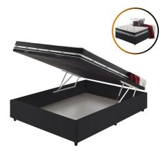 Imagem de Cama Box Casal Baú Preto + Colchão Molas Los Angeles 138cm