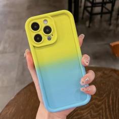 Imagem de Capa de telefone de cor gradiente de silicone macio da moda para iPhone 11 12 13 14 15 Pro Plus capa protetora fosca, verde fluorescente, para iphone 15pro