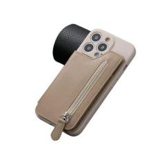 Imagem de Carteira com zíper com porta-cartão capa de telefone para iPhone 13 12 Mini 15 14 11 Pro Max XS XR X 7 8 Plus Capa dura, cáqui, para iPhone 15 Pro