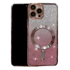 Imagem de Capa com glitter magnético compatível com iPhone 12 Pro Max, proteção total da lente da câmera, capa traseira à prova de choque, capa transparente luxuosa e brilhante para iPhone 12 Pro Max de 6,7