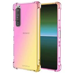 Imagem de Ueokeird Capa para Xperia 1 IV 5G, XQ-CT72, capa protetora transparente e fofa gradiente fina antiarranhões flexível TPU à prova de choque para Sony Xperia 1 IV (rosa)