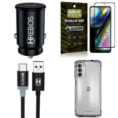 Imagem de Kit capa moto g82 + carregador turbo veicular + película