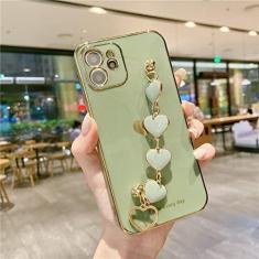 Imagem de Capa de telefone com coração galvanizado para iPhone 11 12 13 14 Pro Max XS Max XR 7 Plus 14 Alça de pulso à prova de choque Capa traseira, T2, para iPhone XS MAX