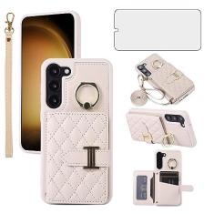 Imagem de Capa de telefone para Samsung Galaxy S21 FE 5G capa carteira com protetor de tela e suporte de anel slot para cartão de crédito alça transversal celular S 21 EF S21FE5G UW S21FE 21S G5 16.3 cm