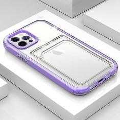 Imagem de 3 em 1 Carteira de proteção capa de telefone de silicone macio para iphone 14 13 7 8 Plus X XS 12 XR MAX 11 Pro SE 2 Capa transparente, roxa, para iPhone XR