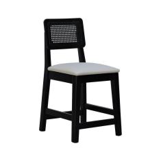 Imagem de Banqueta Baixa-cadeira Gabi - Preto Assento Estofado Corano Bege