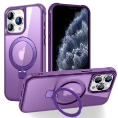 Imagem de BUGARORE Capa para iPhone 11 Pro Max: capa de telefone com suporte magnético invisível compatível com MagSafe Capa translúcida de grau militar Capa de ótima aderência para iPhone 11 Pro Max de 6,7