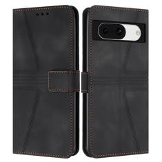 Imagem de POCHY Capa flip para Google Pixel 8 Pro/Pixel 8, capa carteira de couro fosco premium com fecho magnético com compartimentos para cartões, preta, Pixel 8 Pro
