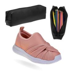 Imagem de Tênis Feminino Infantil Para Esportes Sapato de Menina e Estojo - Club