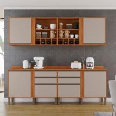 Imagem de Cozinha Compacta 4 Peças 6 Portas 4 Gavetas Pérola Cinamomo/off White