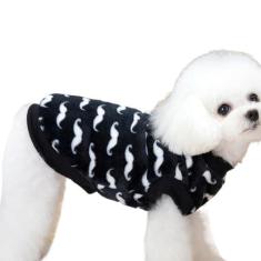Imagem de Casaco de inverno para cachorro, roupas de cachorro | Casaco de lã para cachorro com padrão de bigode | Suprimentos para animais de estimação pijamas de lã macia para cães, jaqueta de lã de duas perna