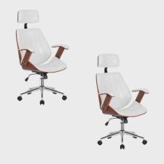 Imagem de Kit 2 Cadeiras Escritório Presidente Giratória Kopenhagen Apoia Cabeça