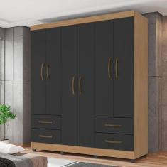 Imagem de Guarda Roupa Casal 6 Portas Fernandopolis Nature Grafite