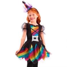 Imagem de Fantasia de Halloween Bruxa Colorida Com Cinto Infantil 2 á 16 - Fanta