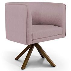 Imagem de Poltrona Decorativa Base Giratória de Madeira Betina D02 Veludo Rosê B-305 - Lyam Decor