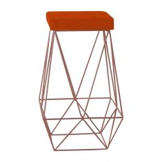 Imagem de Banqueta Decorativa Kathy Base Bronze Suede Telha - Gran Belo