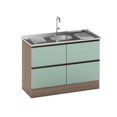 Imagem de Balcão Gabinete 2 Porta 2 Gavetas para Pia Carvalho Oak/menta