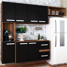 Imagem de Armário de Cozinha Compacta 7 Portas 2 Gavetas Suspensa Armário e Balcão Jéssica Teka/Grafite - Panorama Móveis