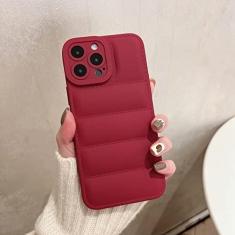 Imagem de Capa de telefone de silicone com jaqueta macia para iPhone 11 12 13 14 15 Pro Max XS X XR 7 8 Plus Capa traseira à prova de choque, vinho tinto, para iPhone 12
