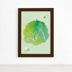 Imagem de Quadro Minimalista Safari Gorila Verde Moldura Marrom 33x43