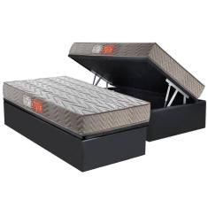 Imagem de Conjunto Box Baú Solteiro: Colchão Espuma Paropas D45 Pasquale Gray + Base crc Suede Gray (88x188)