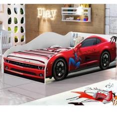 Imagem de Cama Carro Infantil Homem Aranha com Colchão juvenil 100% MDF Quarto -