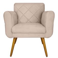 Imagem de Poltrona Decorativa Isa em Tressê Suede Bege - DS Estofados