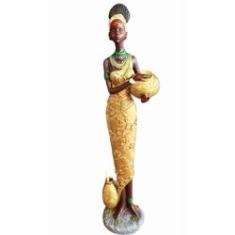 Imagem de Escultura Decorativa Resina Casal Africanos 40Cm Altura