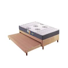 Imagem de Cama Box c/Auxiliar Solteiro: Colchão Espuma Polar D45 Pérola Clean + Base Rústico Clean(88x188)