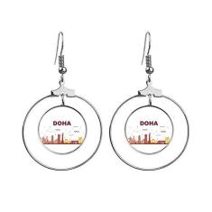 Imagem de Brincos Doha Cidade Landmark Building Pendente Argola Joias Círculo Drop