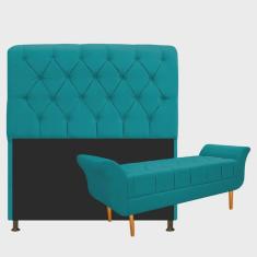 Imagem de Kit Cabeceira Lady e Recamier Ari 90 cm Solteiro Suede  Tiffany - ADJ Decor