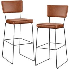 Imagem de Kit 02 Banquetas Altas Cozinha Sala Jantar Base Em Aço Fixa Allana L02