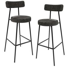 Imagem de Kit 02 Banquetas Altas Estrutura Em Aço Milão Linho Chumbo