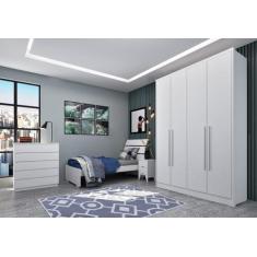 Imagem de Guarda Roupa Solteiro 4 Portas 2 Gavetas - Dinamarca-Neve - Tcil Móvei