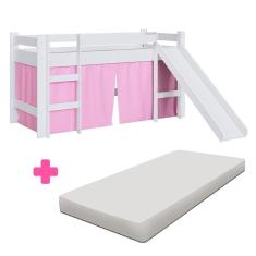 Imagem de Cama Elevada Infantil Solteiro Com Colchão Escorregador Branco 93 x 202 cm