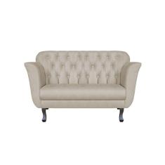 Imagem de Namoradeira Decorativa Dália Suede Bege 2 Lugares Pés Madeira Mz Decor