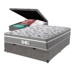 Imagem de Cama Box Baú e Colchão Evolution Molas Ensacadas Viúvo Probel,  Cinza
