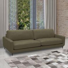 Imagem de Sofá Decorativo Isaac 3 Lugares Sala de estar 240cm Pés em Aço Couro Fendi G88 - Gran Belo