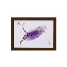 Imagem de Quadro Minimalista Safari Onça Lilás Moldura Marrom 33x43cm
