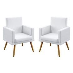Imagem de Kit 2 Poltronas Decorativas Nina Com Rodapé Para Sala de Estar Couro Artificial  Aradecor