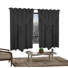 Imagem de Cortina Corta Luz 2,00m X 1,60m 100% Blackout Com Voil  Para Sala Ou Quarto Para Varão Simples