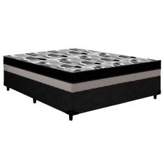 Imagem de Cama Box Casal: Colchão Ortobom D33 ep Iso 100 Double Face + Base Crc Courano Black(138x188x20)