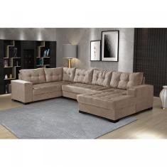 Imagem de Sofá de Canto 6 Lugares com Chaise Bia Império Estofados Chocolate